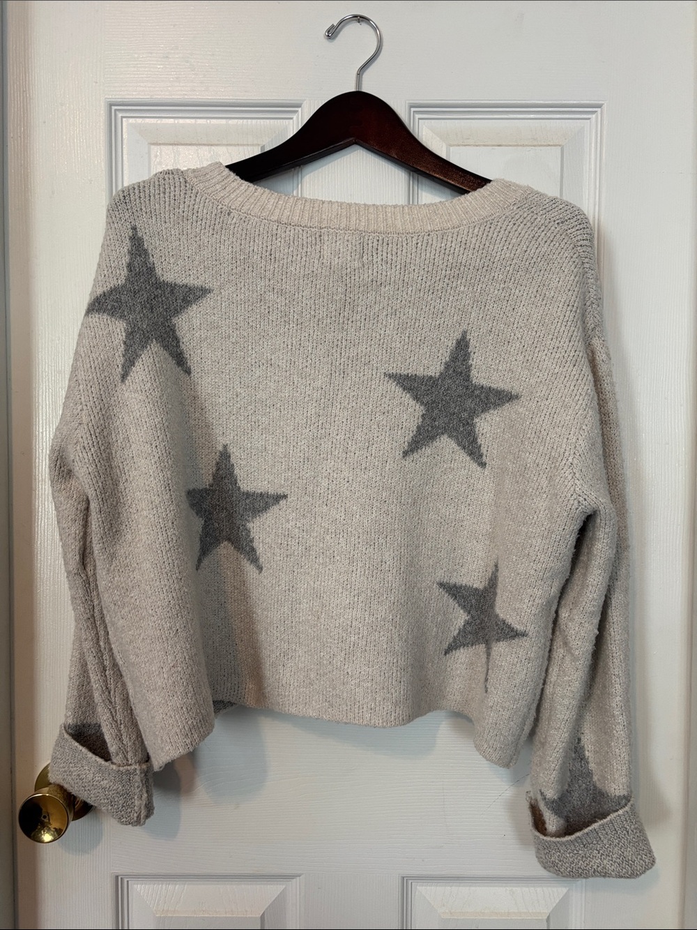 Soft and Cozy V-Neck Sweater with Stars - Picture 6 of 6